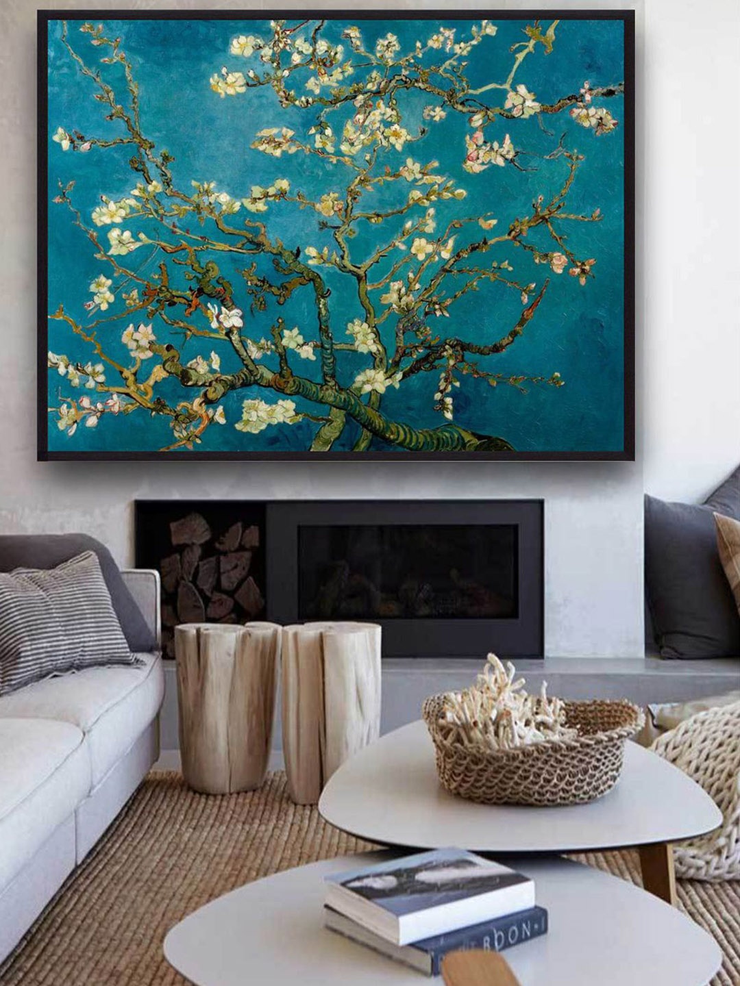 

The Art House Blossoming Almond Tree By Van Gogh Framed Wall Art Painting, Blue