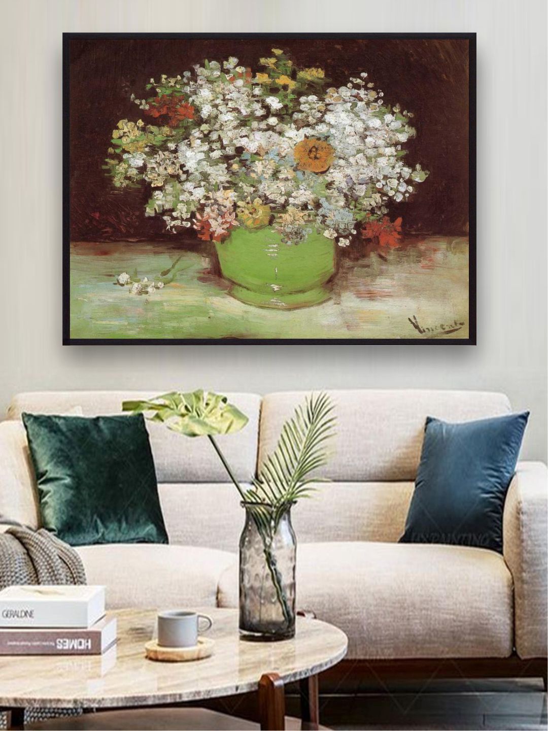 

The Art House White & Green Abstract Printed Framed Wall Art