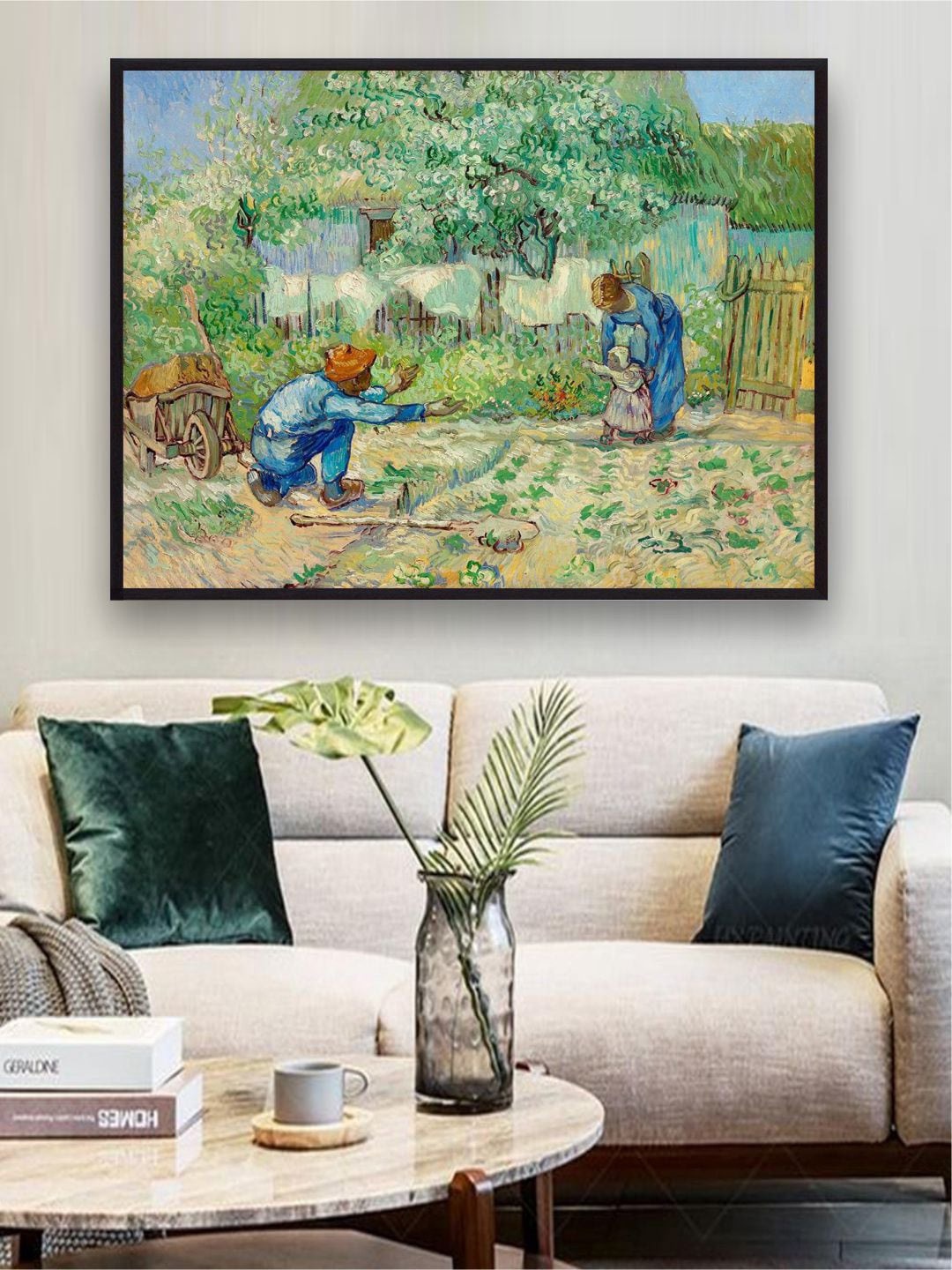 

The Art House First Steps, after Millet By Van Gogh Wall Painting, Green