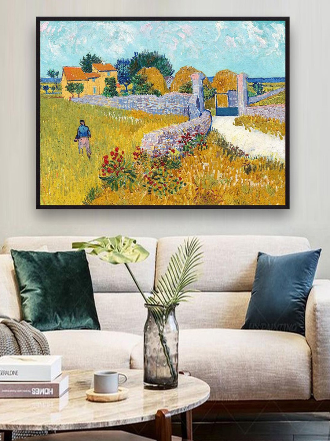 

The Art House Farmhouse in Provence By Van Gogh Framed Wall Art, Blue