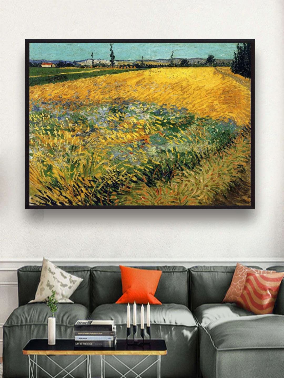 

The Art House Mustard and Green Abstract Printed Framed Wall Painting