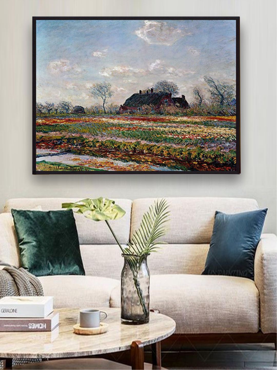 

The Art House Blue and Green Abstract Printed Framed Wall Painting