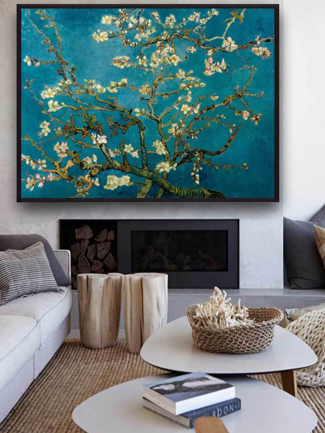 

The Art House Turquoise Blue and Green Abstract Printed Framed Wall Painting