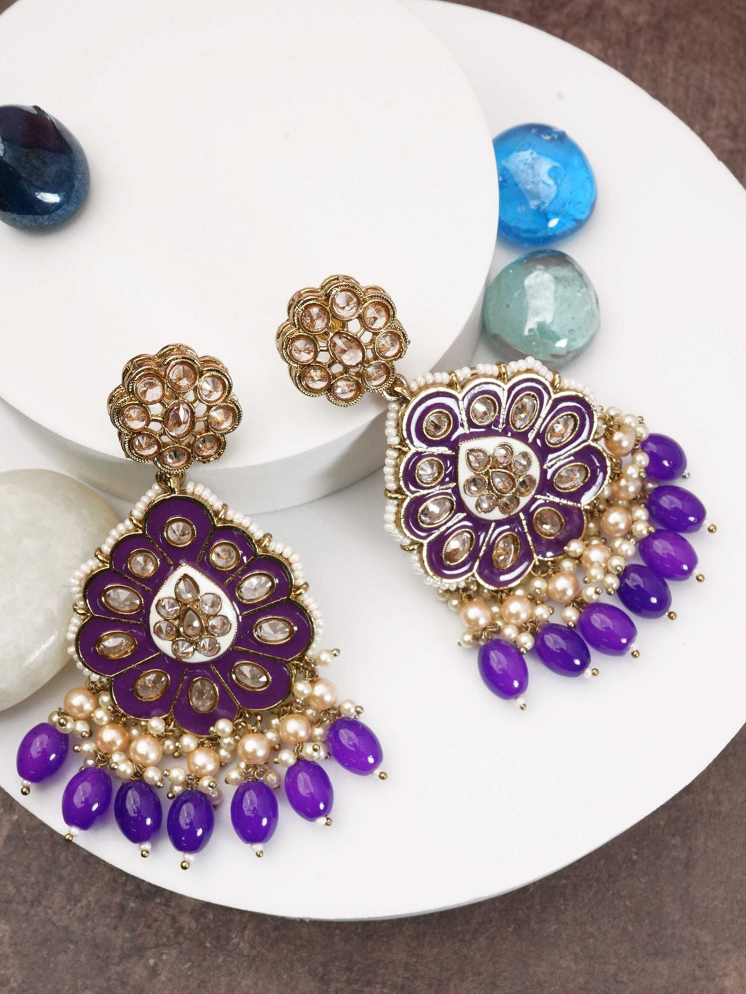 

GRIIHAM Gold-Plated Contemporary Drop Earrings, Blue