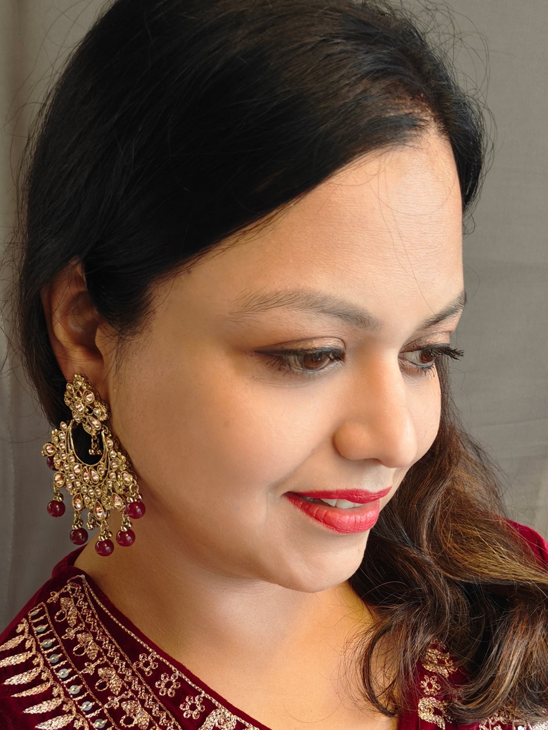 

GRIIHAM Gold-Plated Contemporary Chandbalis Earrings