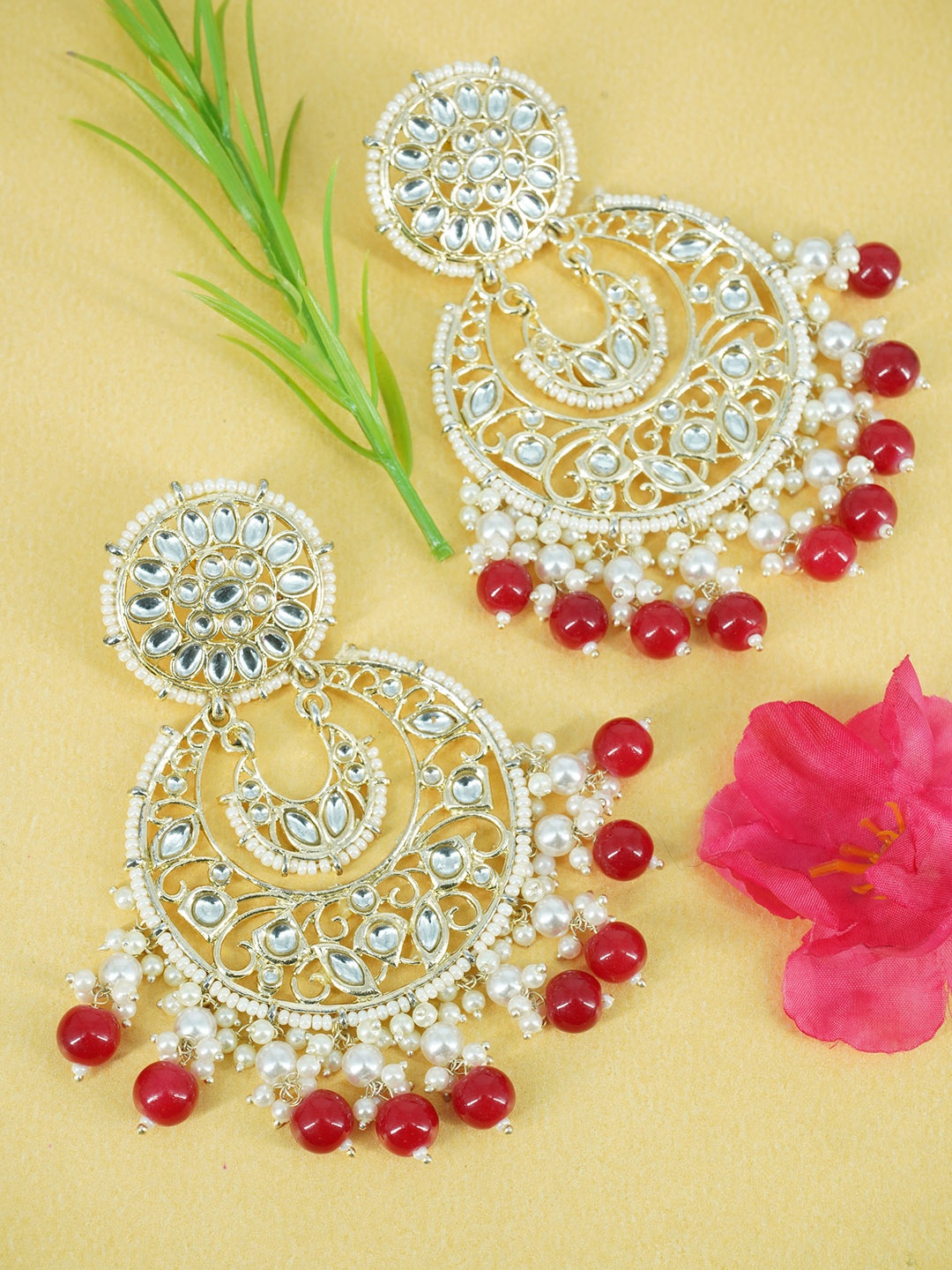 

GRIIHAM Gold-Plated Contemporary Chandbalis Earrings, Silver