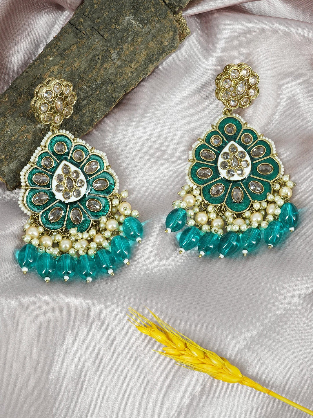 

GRIIHAM Gold-Plated Contemporary Chandbalis Earrings