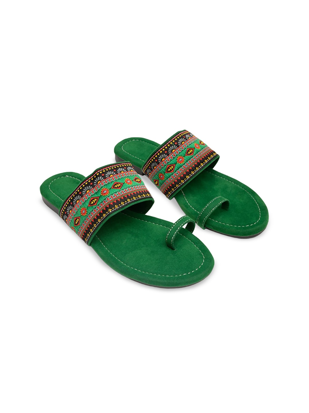 

Street Style Store Woven Design One Toe Flats, Green
