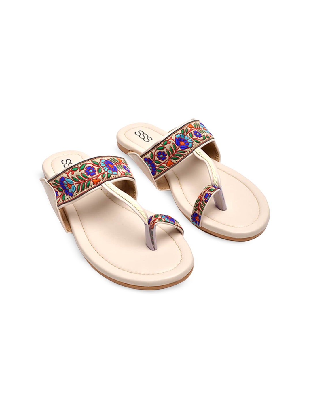 

Street Style Store Embroidered One Toe Flats, White