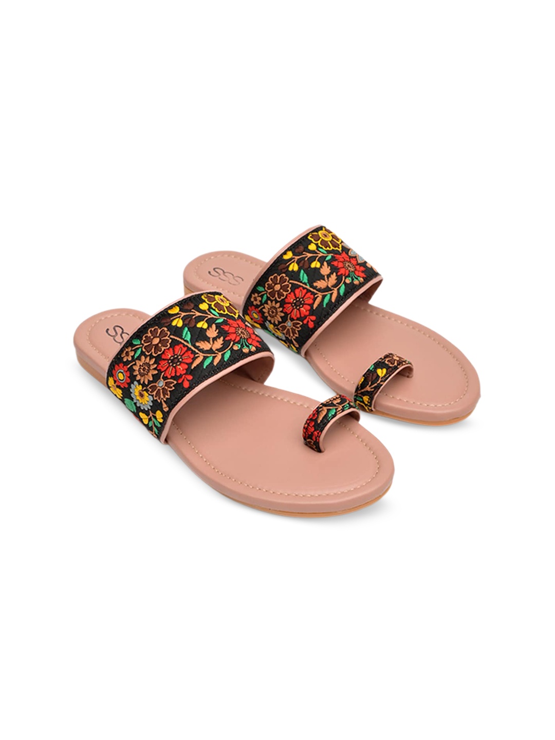

Street Style Store Embroidered One Toe Flats, Beige