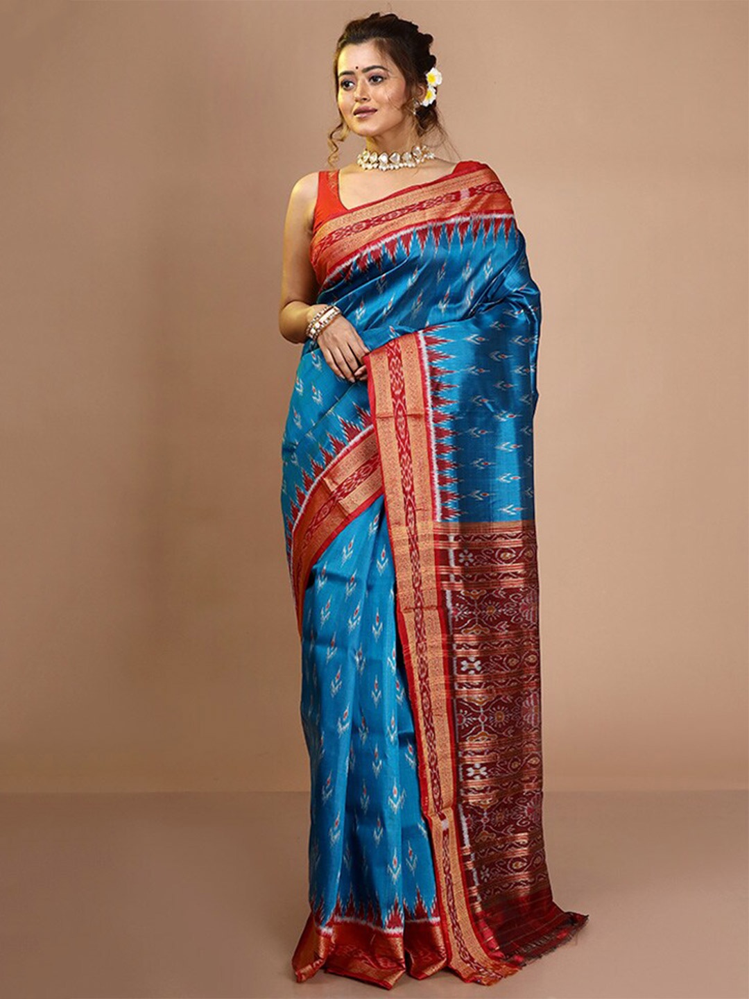 

AllSilks Woven Design Pure Silk Pochampally Saree, Blue