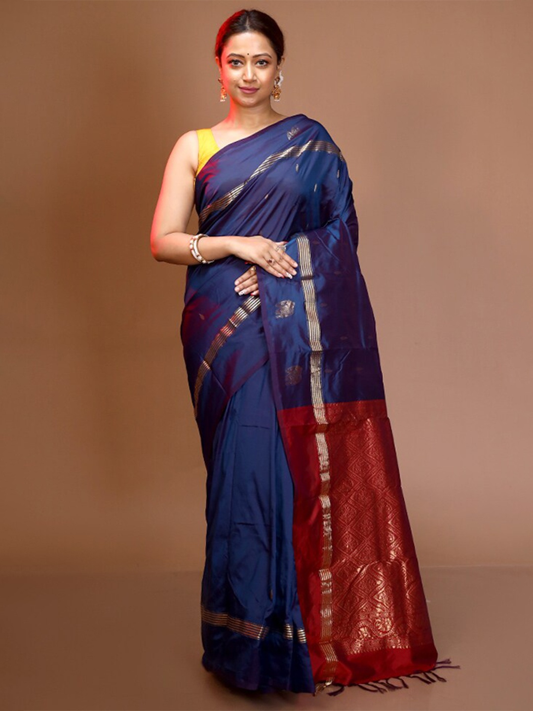 

AllSilks Woven Design Zari Pure Silk Kanjeevaram Saree, Blue