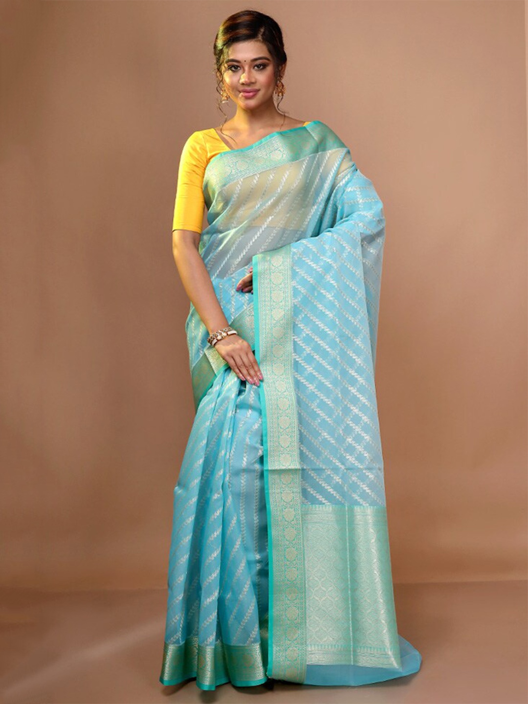 

AllSilks Ethnic Motif Woven Design Pure Silk Saree, Blue