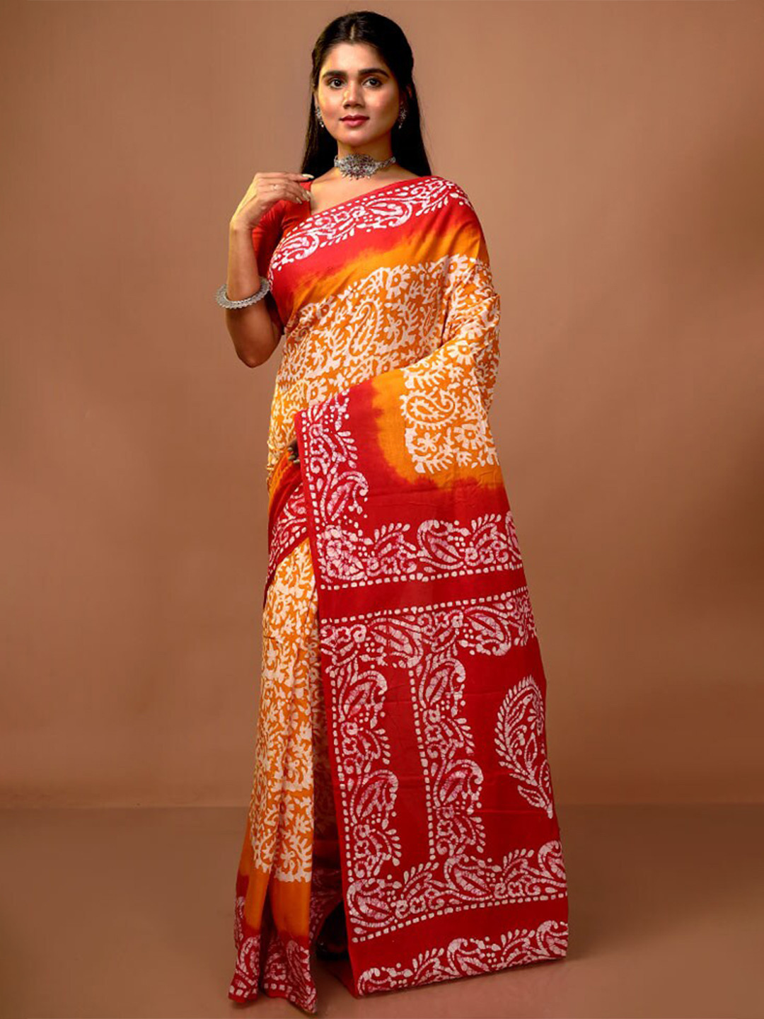 

AllSilks Ethnic Motifs Pure Cotton Saree, Yellow