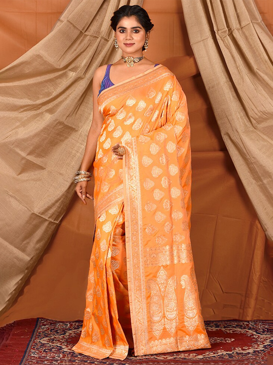 

AllSilks Woven Design Zari Pure Silk Uppada Saree, Yellow