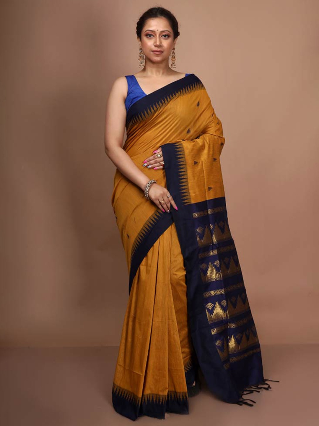 

AllSilks Woven Design Zari Pure Silk Saree, Mustard