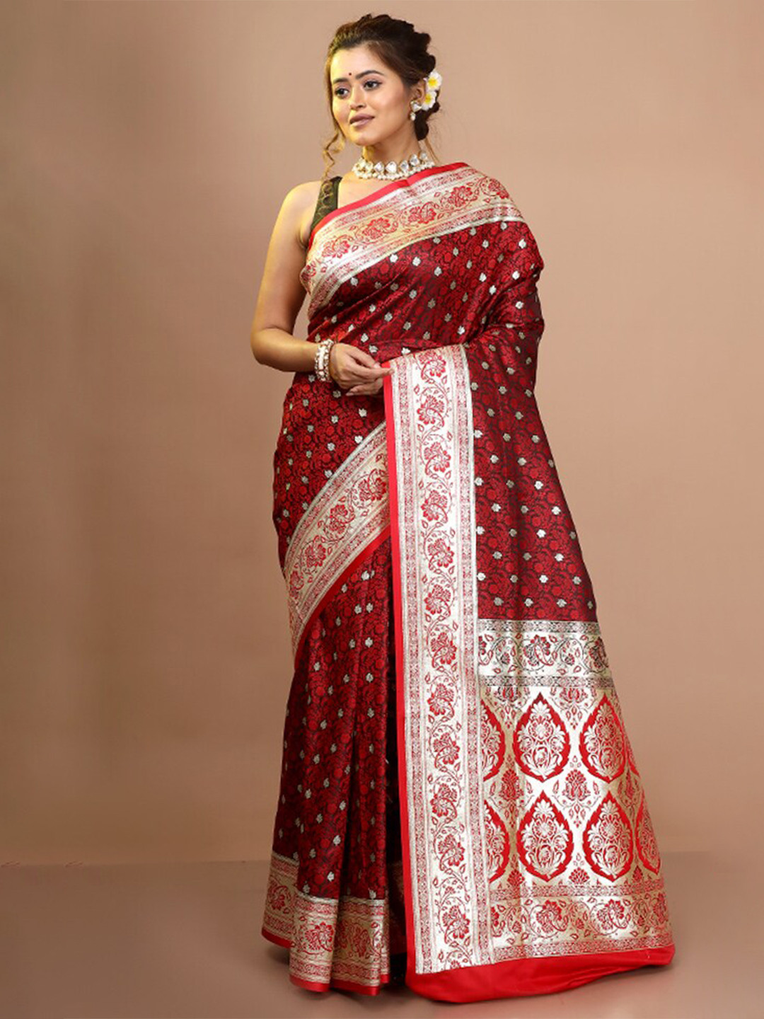 

AllSilks Woven Design Zari Pure Silk Banarasi Saree, Black