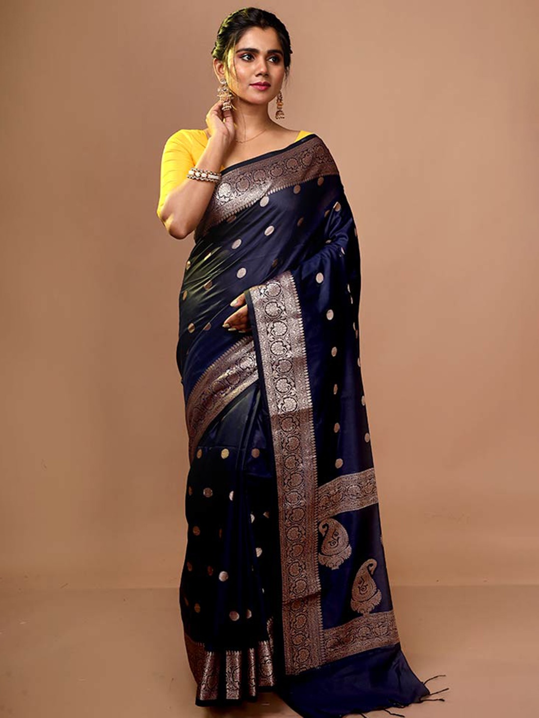 

AllSilks Woven Design Zari Pure Cotton Saree, Blue