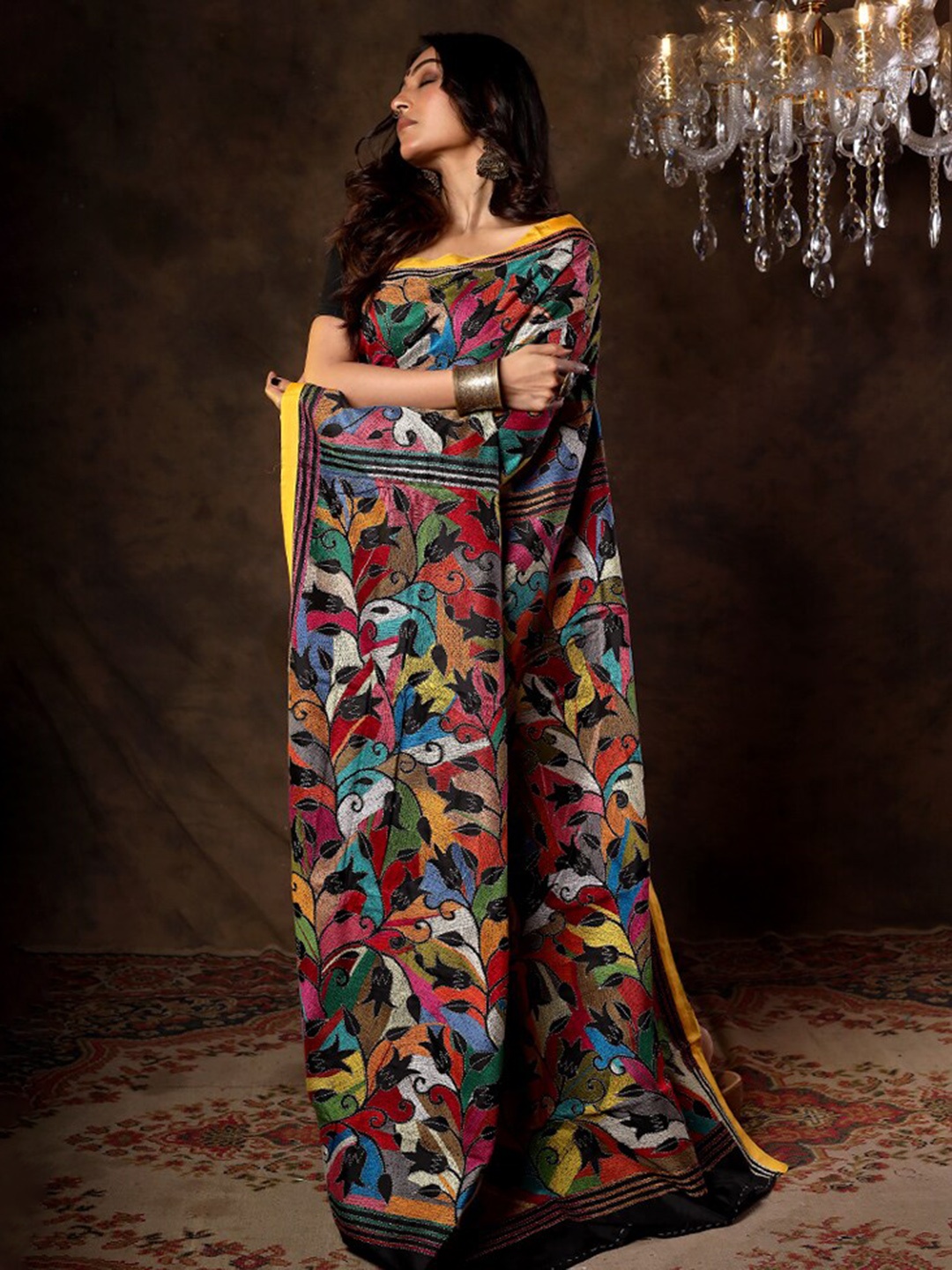 

AllSilks Pure Silk Murshidabad Saree, Black