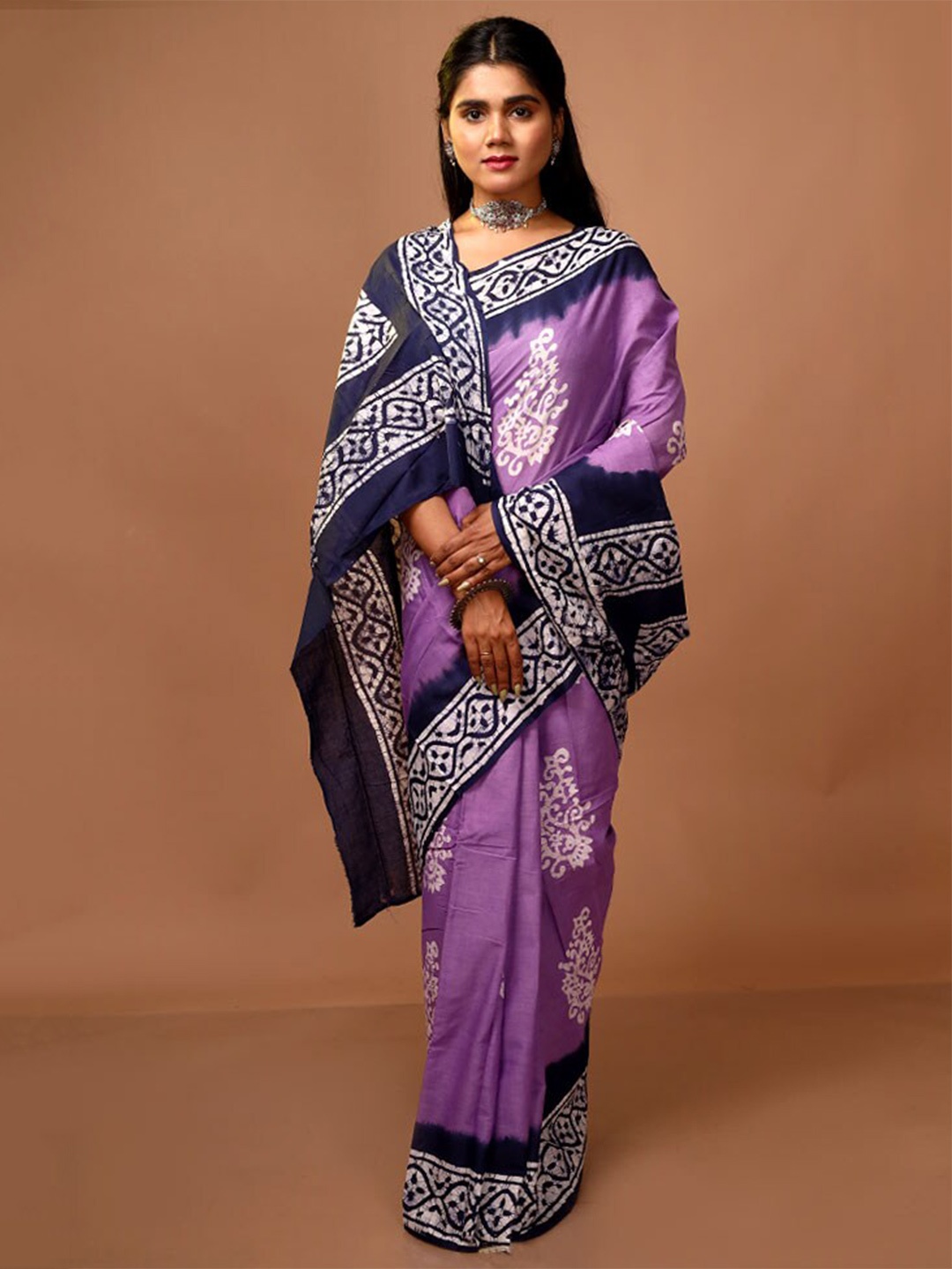

AllSilks Ethnic Motifs Pure Cotton Saree, Purple