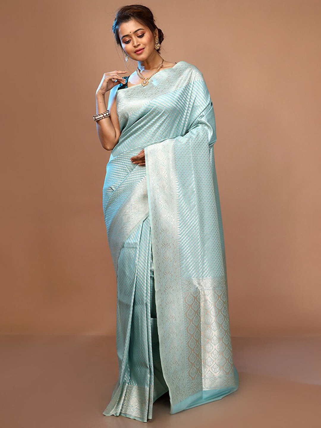 

AllSilks Ethnic Motifs Zari Pure Silk Uppada Saree, Blue