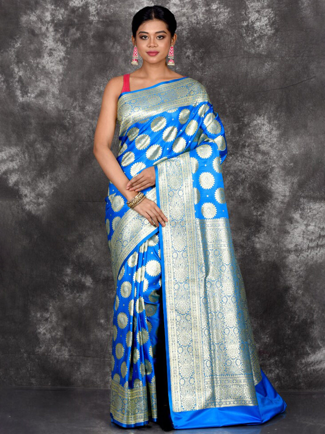 

AllSilks Woven Design Zari Pure Silk Banarasi Saree, Blue