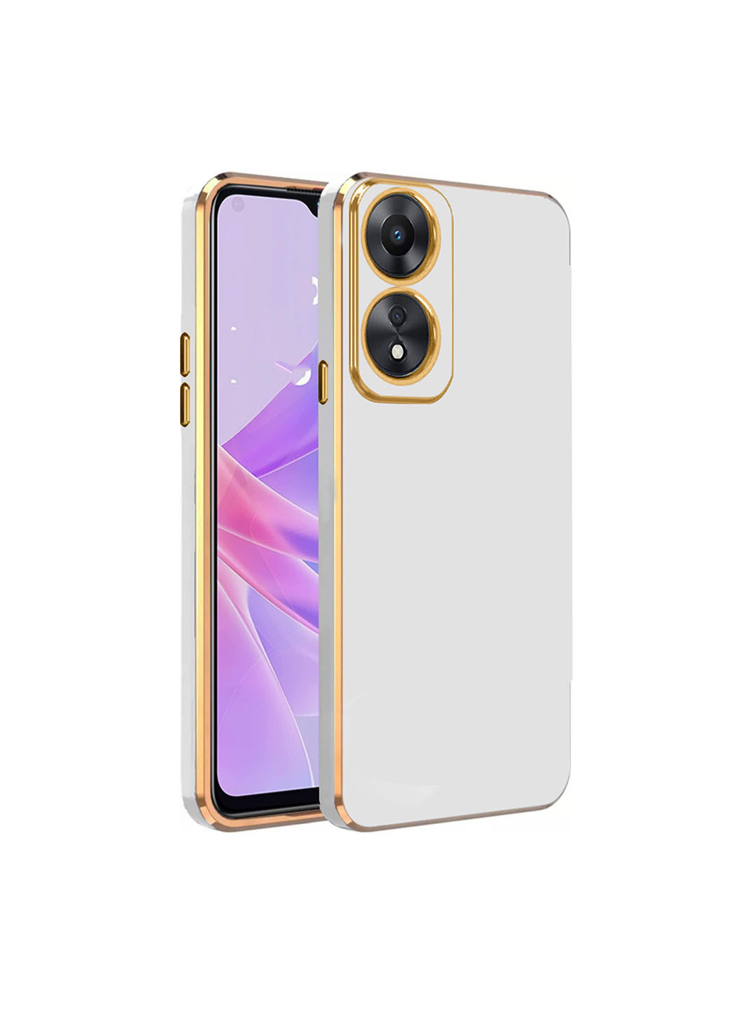 

Karwan Oppo A78 Electroplated Chrome 6D Phone Back Cover, White