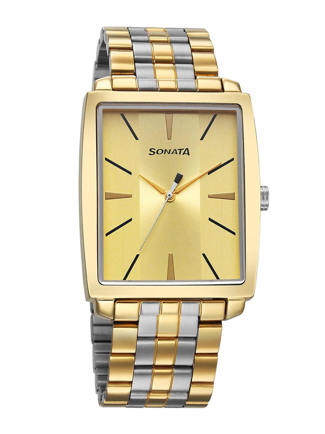 

Sonata Men Yellow Brass Dial & Stainless Steel Style Straps Analogue Watch 7143BM02