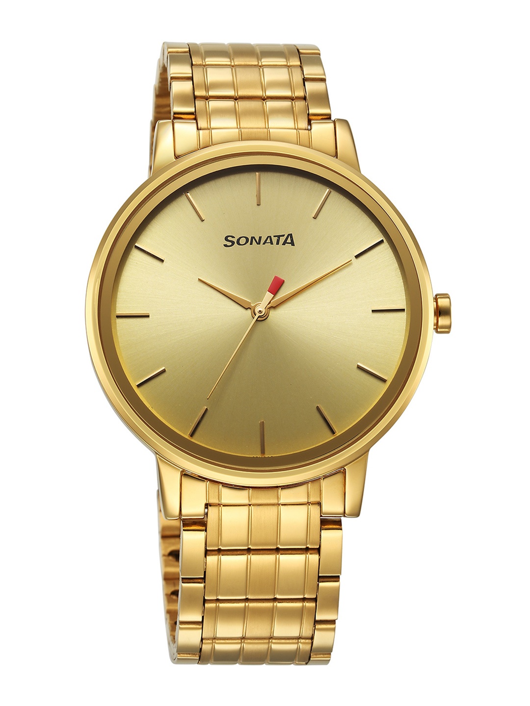 

Sonata Men Brass Dial & Steel Straps Analogue Watch 7131YM01, Yellow