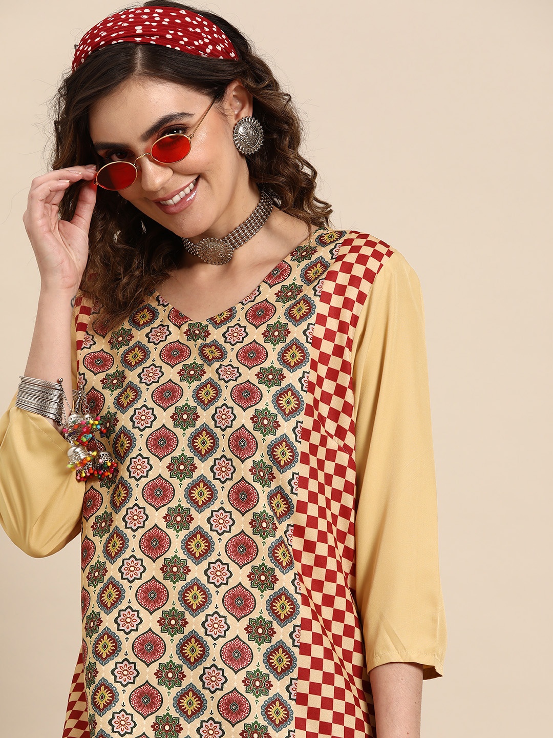 

Sangria Multicoloured Ethnic Motifs Printed Kurti, Multi