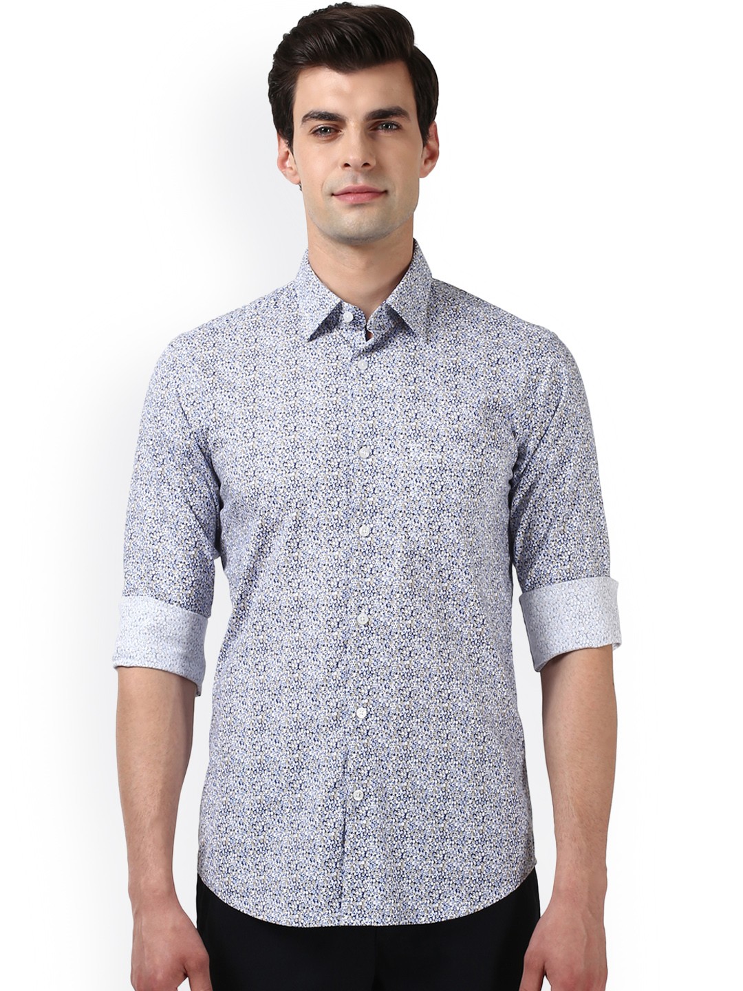 

ColorPlus Men Blue Tailored Fit Printed Casual Shirt