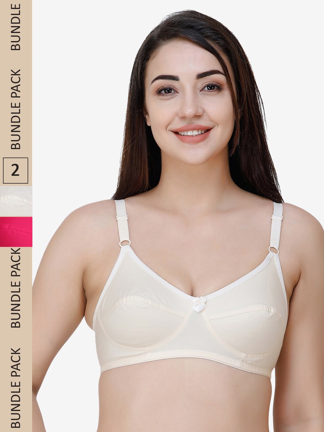 

College Girl Pack Of 2 Full Coverage Lightly Padded Cotton Everyday Bra, Beige