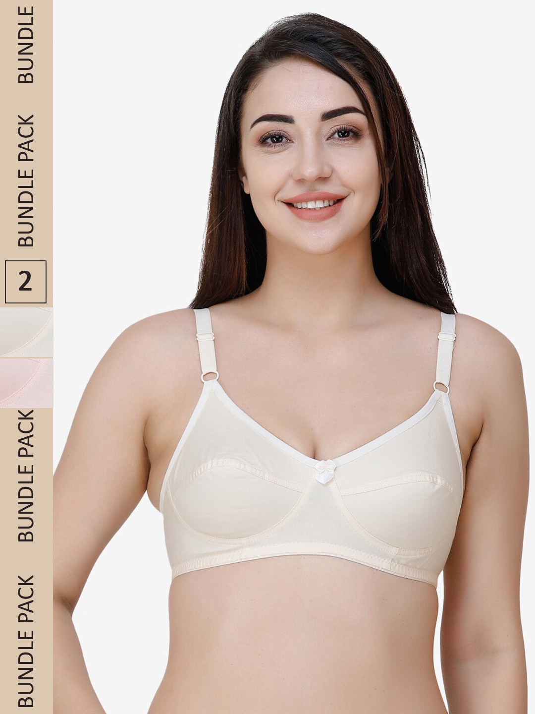 

College Girl Pack Of 2 Full Coverage All Day Comfort Cotton Everyday Bra, Beige