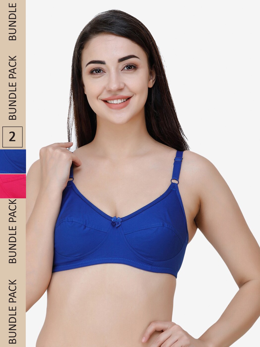 

College Girl Pack Of 2 Full Coverage All Day Comfort Cotton Everyday Bra, Blue