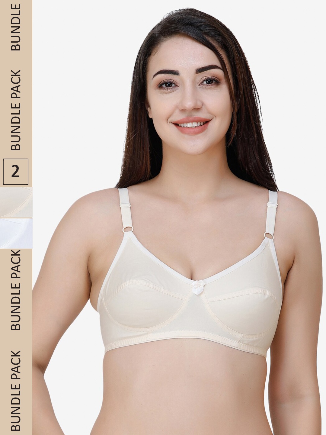 

College Girl Pack Of 2 Full Coverage Lightly Padded Cotton Everyday Bra, Beige