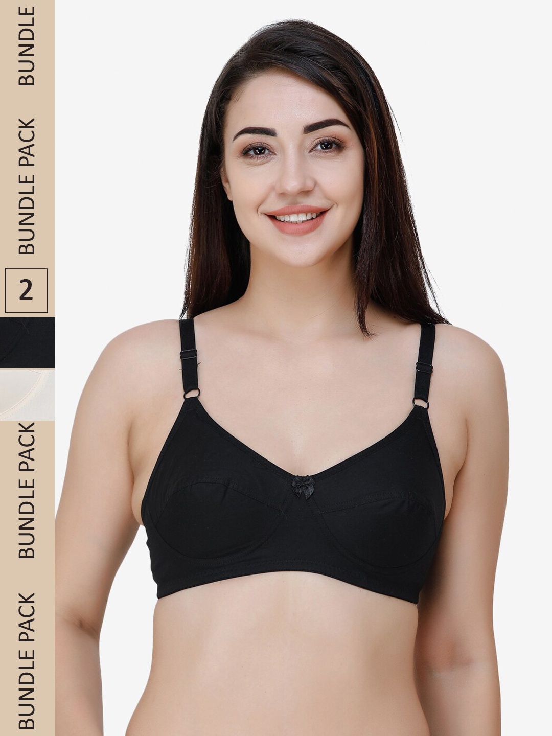 

College Girl Pack Of 2 Full Coverage Lightly Padded Cotton Everyday Bra, Cream