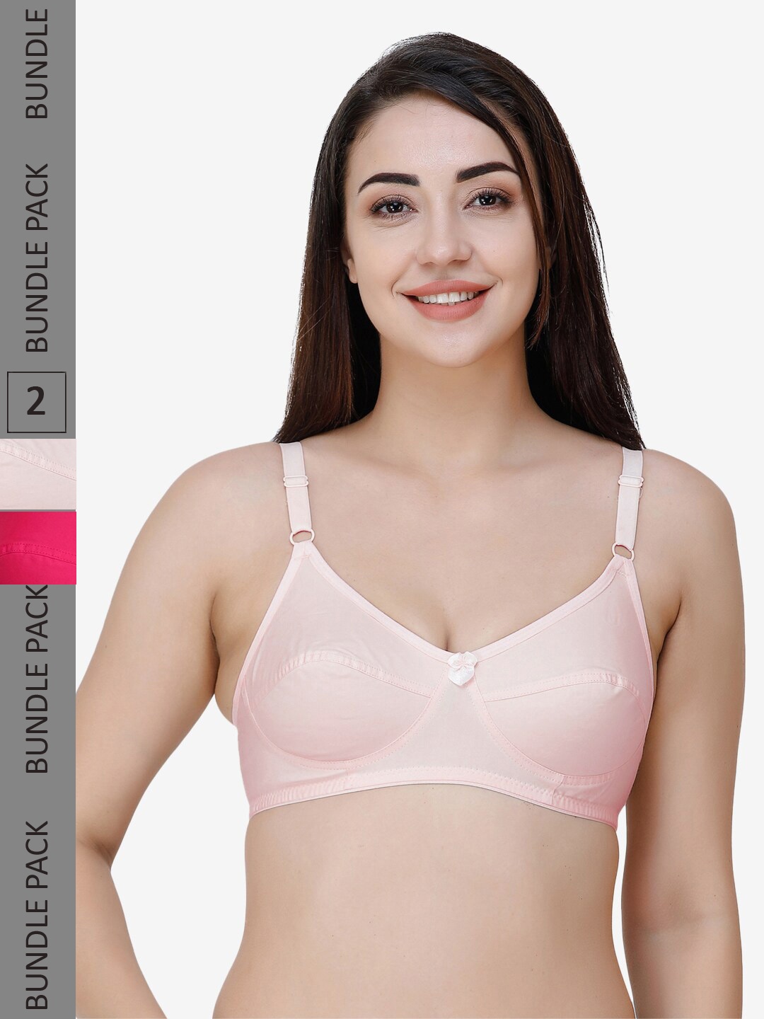 

College Girl Pack Of 2 Full Coverage Lightly Padded Cotton Everyday Bra, Pink