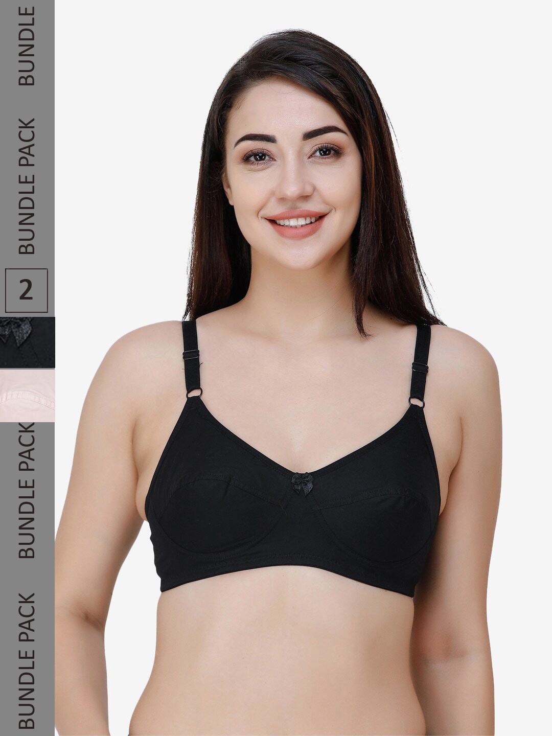 

College Girl Pack Of 2 Full Coverage Lightly Padded Cotton Everyday Bra, Pink