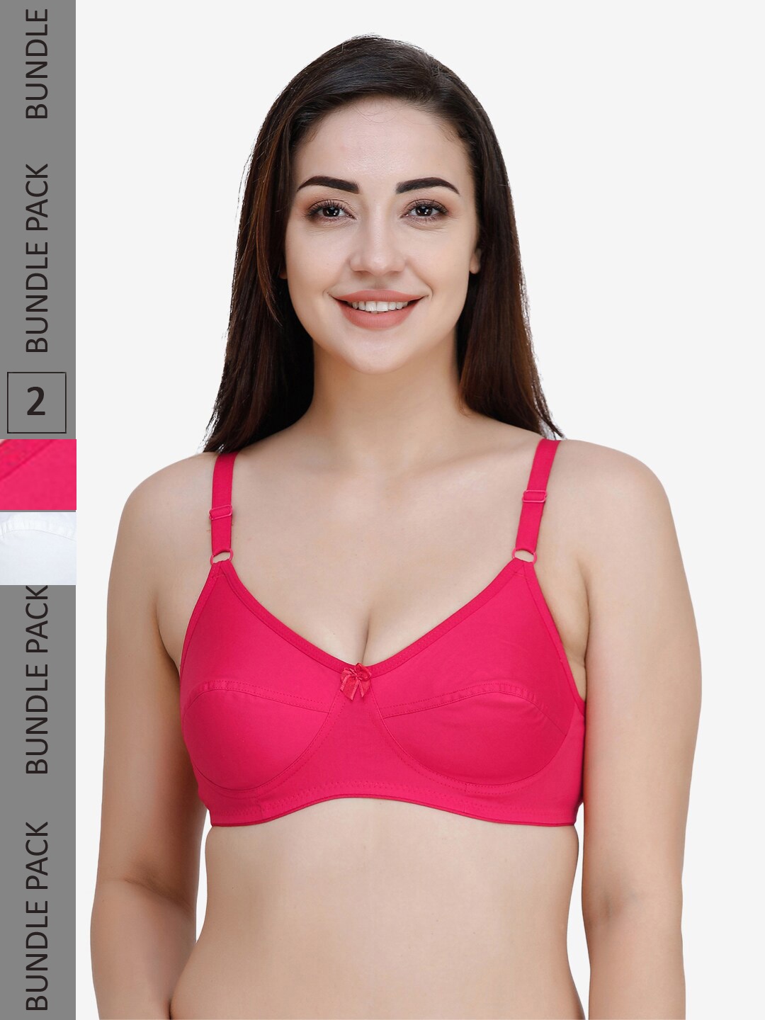 

College Girl Pack Of 2 Full Coverage All Day Comfort Cotton Everyday Bra, Pink