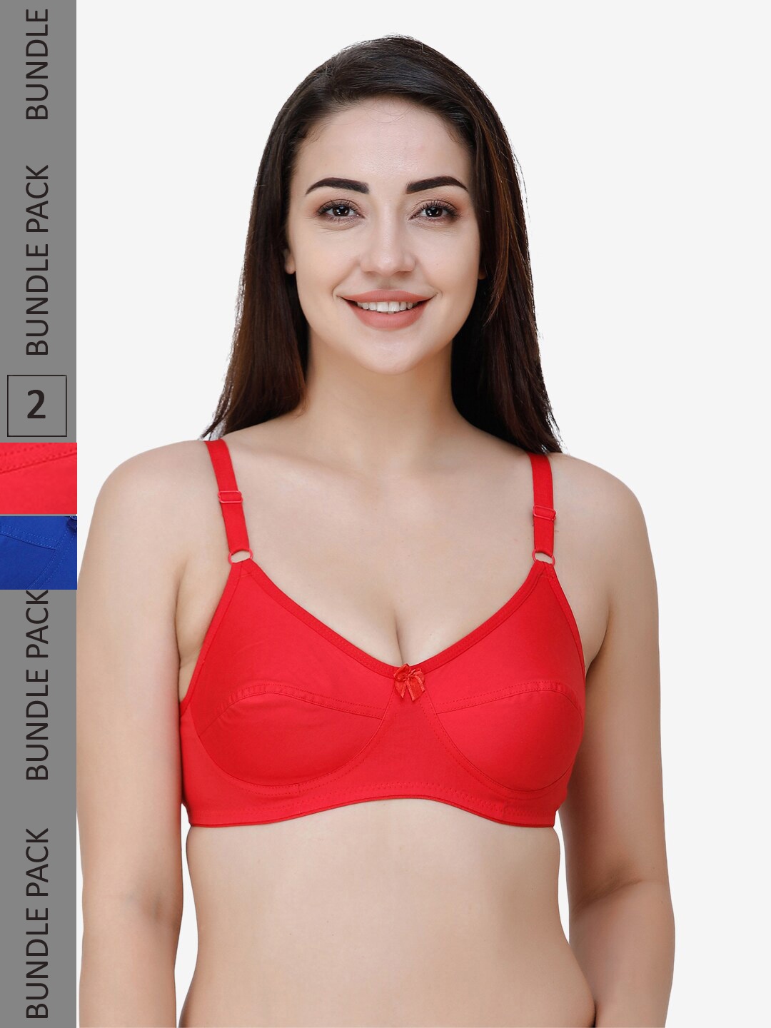 

College Girl Pack Of 2 Full Coverage All Day Comfort Cotton Everyday Bra, Red