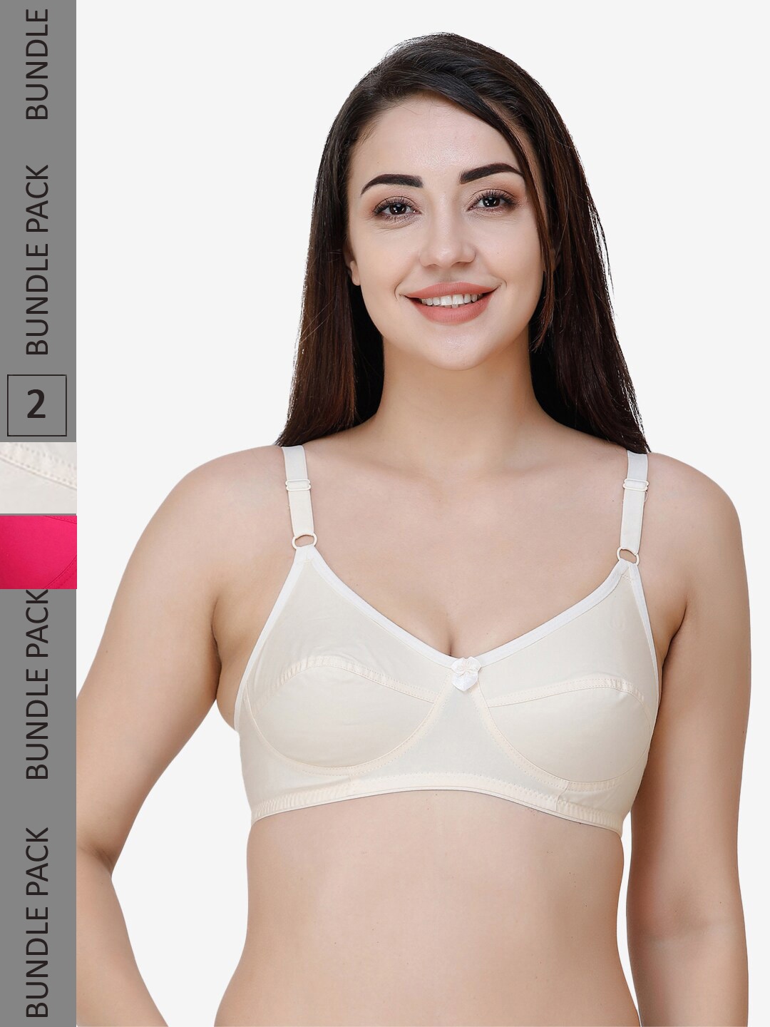 

College Girl Pack Of 2 Full Coverage All Day Comfort Cotton Everyday Bra, Beige