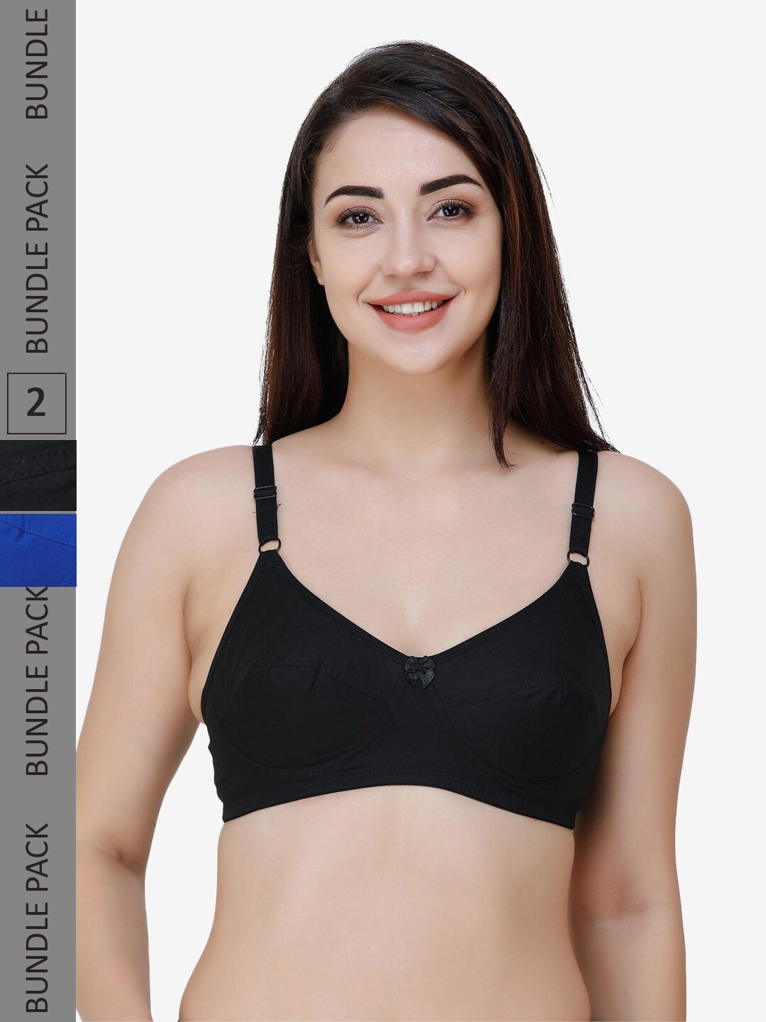 

College Girl Pack Of 2 Full Coverage Lightly Padded Cotton Everyday Bra, Blue