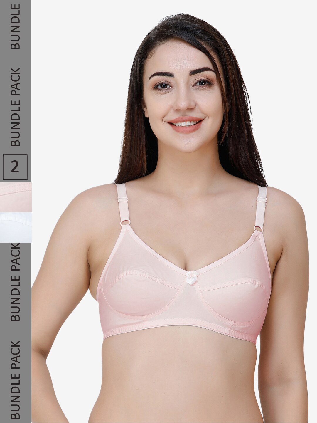 

College Girl Pack Of 2 Full Coverage All Day Comfort Cotton Everyday Bra, Pink