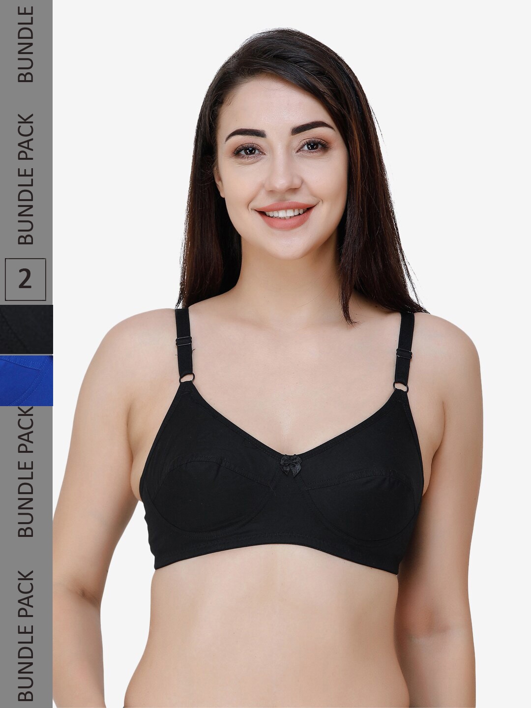 

College Girl Pack Of 2 Full Coverage Lightly Padded Cotton Everyday Bra, Blue