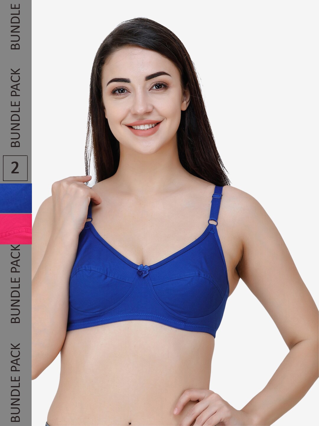 

College Girl Pack Of 2 Full Coverage All Day Comfort Cotton Everyday Bra, Blue