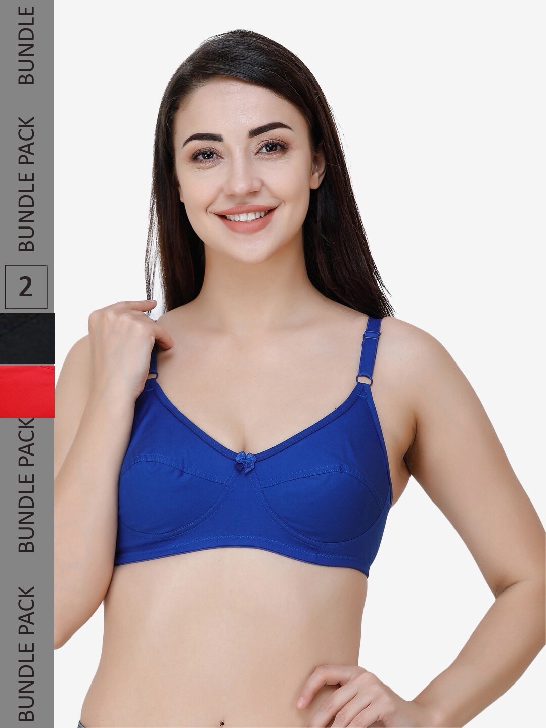 

College Girl Pack Of 2 Full Coverage All Day Comfort Cotton Everyday Bra, Black