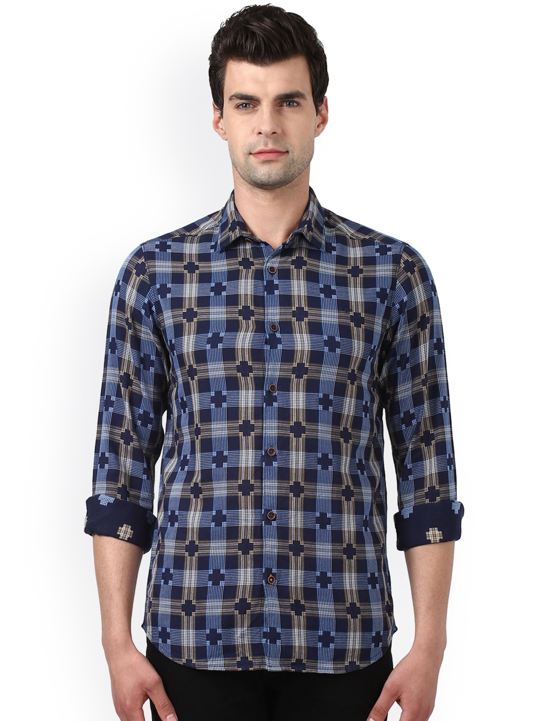 

ColorPlus Men Navy Blue & Multicoloured Regular Fit Printed Casual Shirt