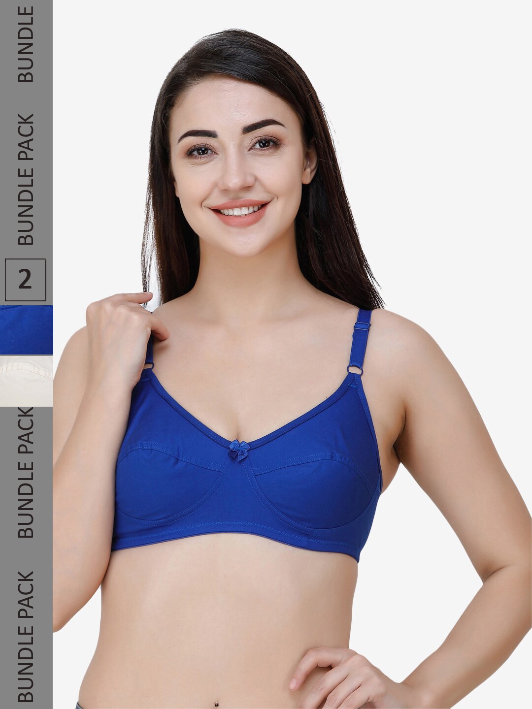 

College Girl Pack Of 2 Full Coverage All Day Comfort Cotton Everyday Bra, Blue