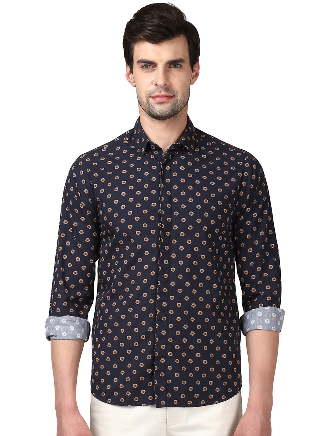 

ColorPlus Men Navy Blue Regular Fit Printed Casual Shirt