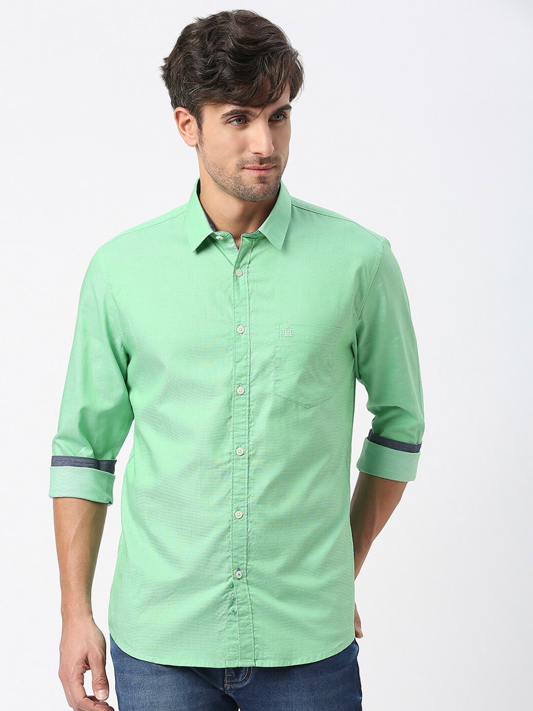 

DRAGON HILL Slim Fit Opaque Casual Shirt, Green